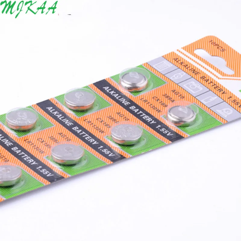 20 шт./упак. AG10 LR54 ячейки щелочной Батарея 1,55 V SR54 389 189 LR1130 SR1130 аккумуляторы таблеточного типа для мобильного часо-игрушки пульт дистанционного управления