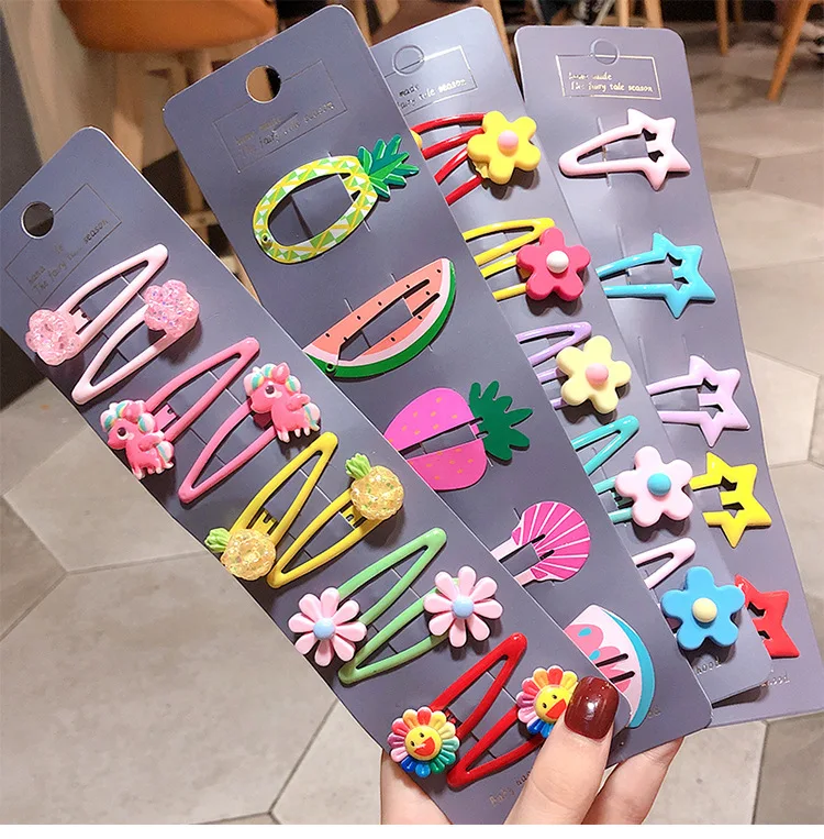 Заколки для волос с мультяшными животными и фруктами детские заколки 5 см 6/10/15 шт.