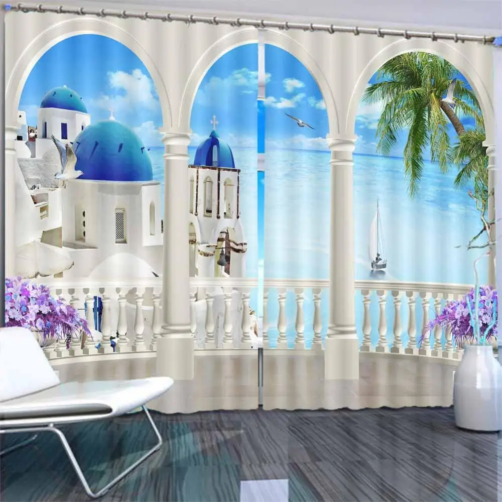 Шторы Современные 3d затемненные оконные шторы морская архитектура окно любой