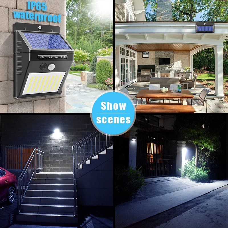 Уличный светильник на солнечной батарее s 64 светодиода с ИК датчиком движения