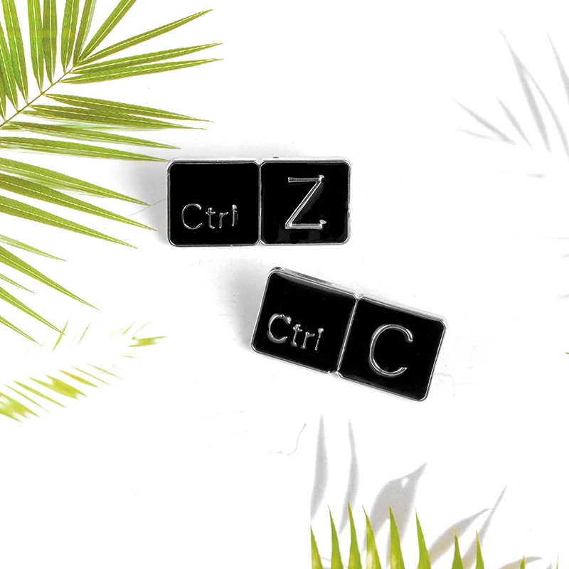 컴퓨터 키보드 단축키 Ctrl c & Ctrl z 브로치 소프트웨어 엔지니어 회사원 애호가 기념품 배지 배낭 옷깃 핀브로치