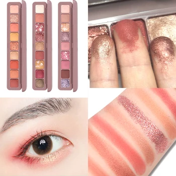 

9-color glitter matte pearl polarized eyeshadow palette with fingertip eyeshadow