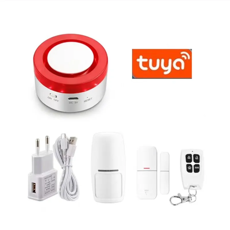 

Tuya Smart WiFi Home Security Alarm System Gateway and Strobe Siren work with Amazon Alexa Google Home IFTTT Voice Control