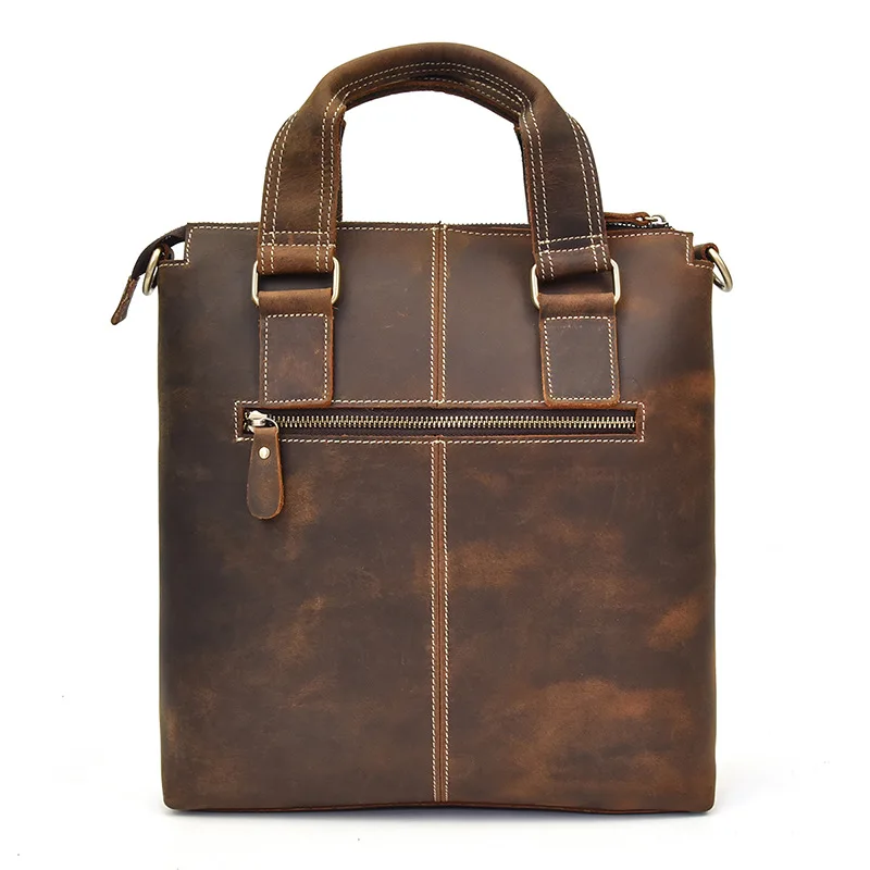 Men's Handle Handbag Real Leather Messenger Bag Crazy Horse Leather Briefcase for Business Male Travel Shoulder Cross body bolsa