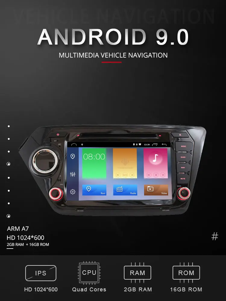 Clearance TOPBSNA Android 9.0 2 Din Car DVD Player For Kia k2 RIO 2010-2015 Car Multimedia player GPS Navigation DVD Stereo Audio WIFI RDS 1