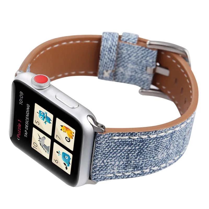 Джинсовые сменный ремешок для наручных часов Apple Watch 44/40 мм длина браслета спортивный браслет Повседневное браслеты для наручных часов iWatch
