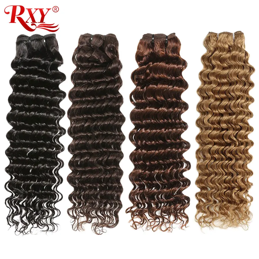 Глубокая волна пряди RXY бразильские волосы Remy натуральные кудрявые пучки волос#1B/#2/#4/#27 пряди цветные пряди Быстрая