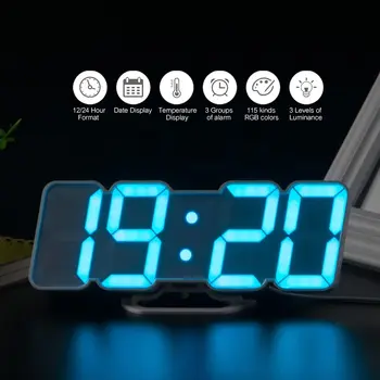 

Digital Time Alarm Clock LED Wall Clock With 115 Colors Remote Control Digital Watch Night Light Magic Desktop Table Clock