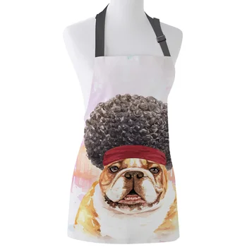 

Funny Apron Vancouver City Building Dog British Bulldog Kitchen Aprons for Women Man Kids Home Cooking Baking Waist Bib Home Use