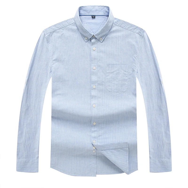8XL 7XL Men's Oxford Cotton Fashion Stripe Casual Long Sleeve Shirts Retro Style High Quality Design Dress Blouse | Мужская одежда