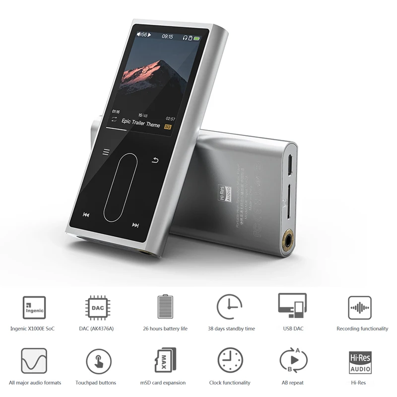 Портативный музыкальный плеер FIIO M3K Mini Hi Res звук без потерь MP3 FlAC спортивный