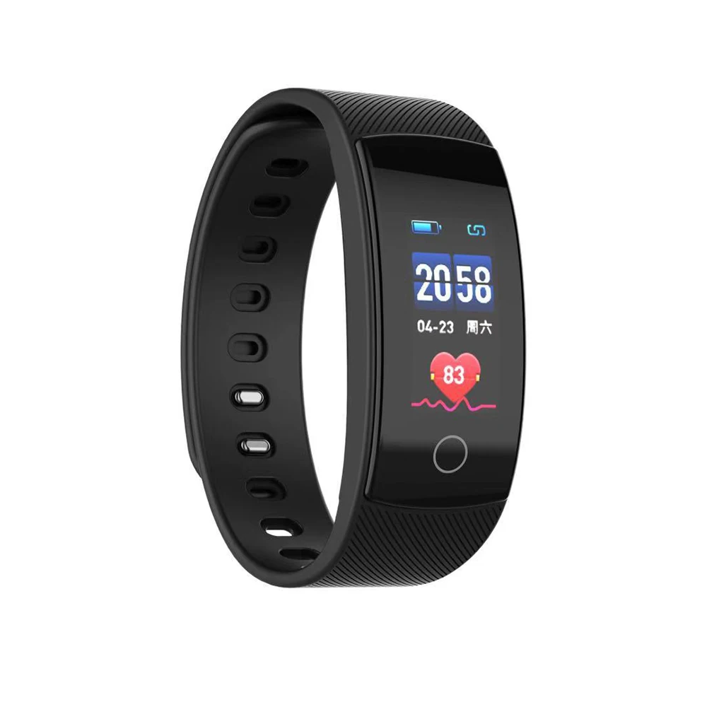 QS80PLUS, умный браслет, цветной экран, кровяное давление/кислородный монитор, фитнес-трекер, монитор сердечного ритма, спортивный браслет для Android IOS - Цвет: Black