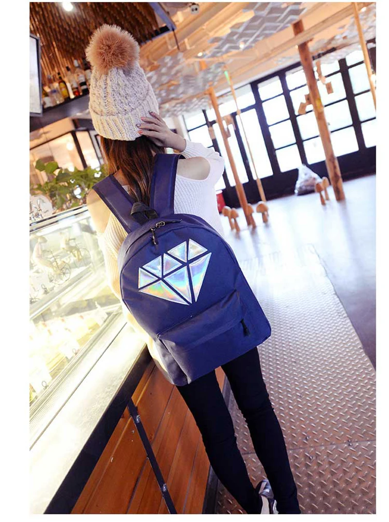 Подростковые женские рюкзаки для девочек Школьный рюкзак голографический ноутбук Водонепроницаемый Алмазный холщовый рюкзак женские школьные сумки