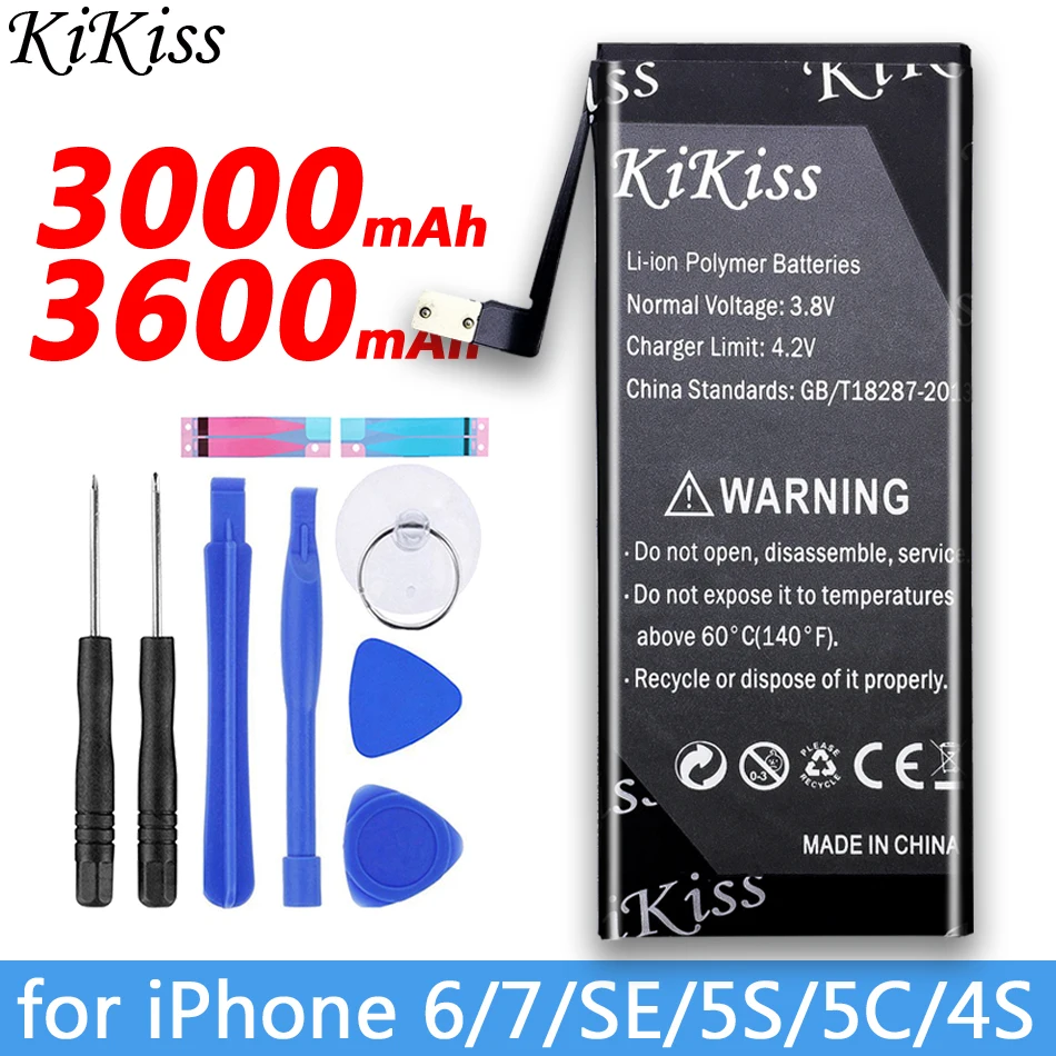 KiKiss батарея для Apple iPhone SE 4S 5S 5C 6 7 сменная батарея для iPhone iPhone6 iPhone7 iPhone5S батареи для мобильных телефонов