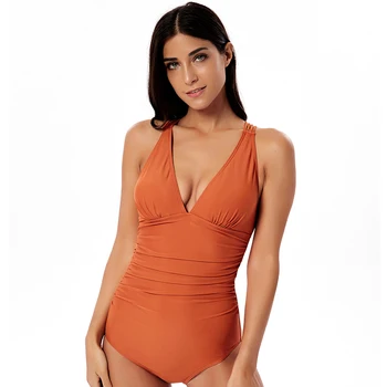 

TWTOPSE Sexy Plus Size One Piece Swimsuit Women V Neck Tummy Control Tankini swimwear Macrame Cross Back Monokini Bathing Suits