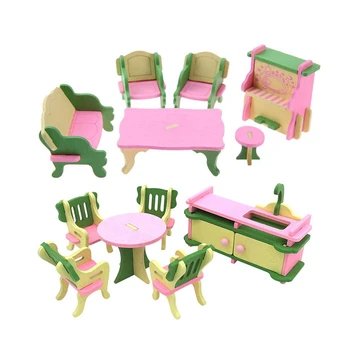 

2 Set Baby Wooden Dollhouse Furniture Dolls House Miniature Child Play Toys Gifts - 13 & 12