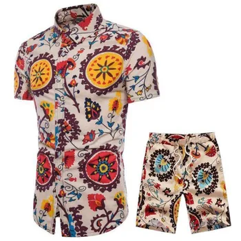 

Fashion men clothes set summer Flower tshirt men slim fit casual t shirt men cotton short sleeve T-shirt sportwaer tracksuit 5XL