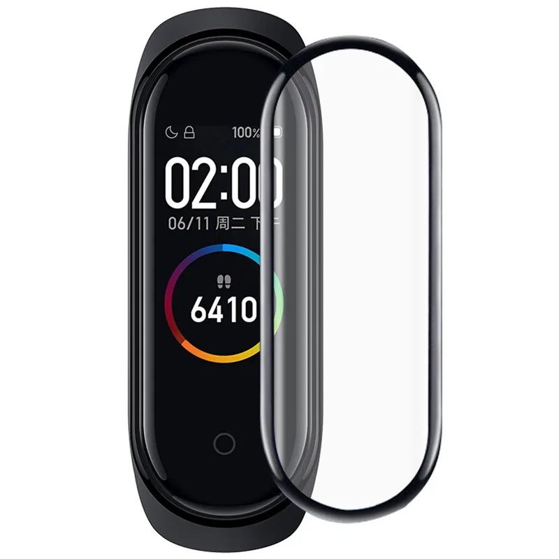 5PCS Explosion-proof Curved Surface Protective Newest for Xiaomi Mi Band 4 Smart Miband 4 Screen Protector for Mi Band 4