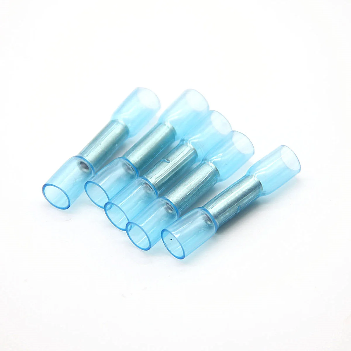 200X Blue 14-16 AWG Heat Shrink Terminal Insulated Butt Electrical Splice Wire Connectors Cable Crimp Terminal Connector Kit