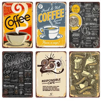 

Post Paintings For Coffee House Restaurant Decoration Home Decor Retro Style Coffee Shop Poster Creative Fun Frameless Paintings