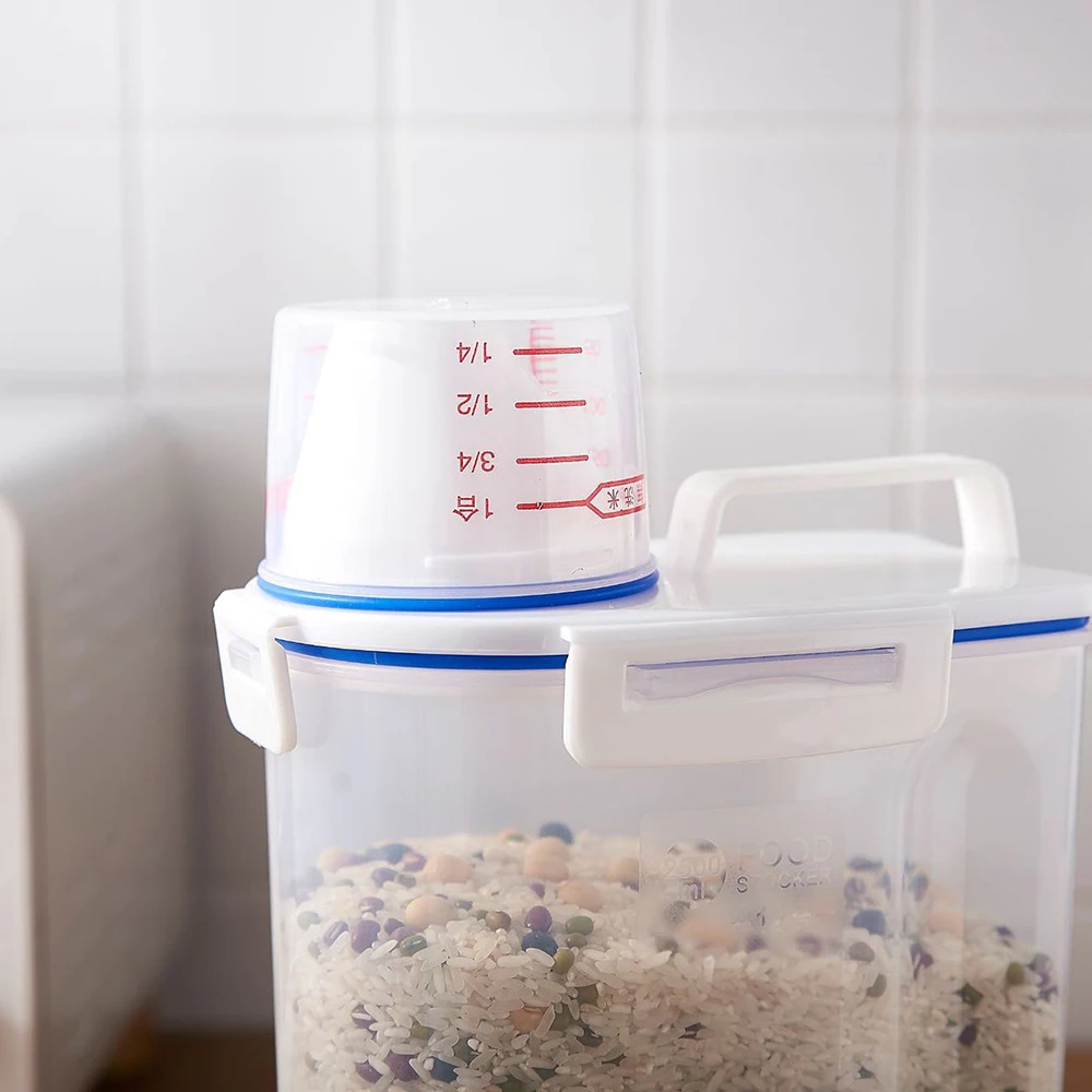 1.5L/2L пластиковый диспенсер для зерновых культур ящик для хранения кухни пищевой для зёрен контейнер для риса хороший портативный пластиковый для хранения еды коробка с замком