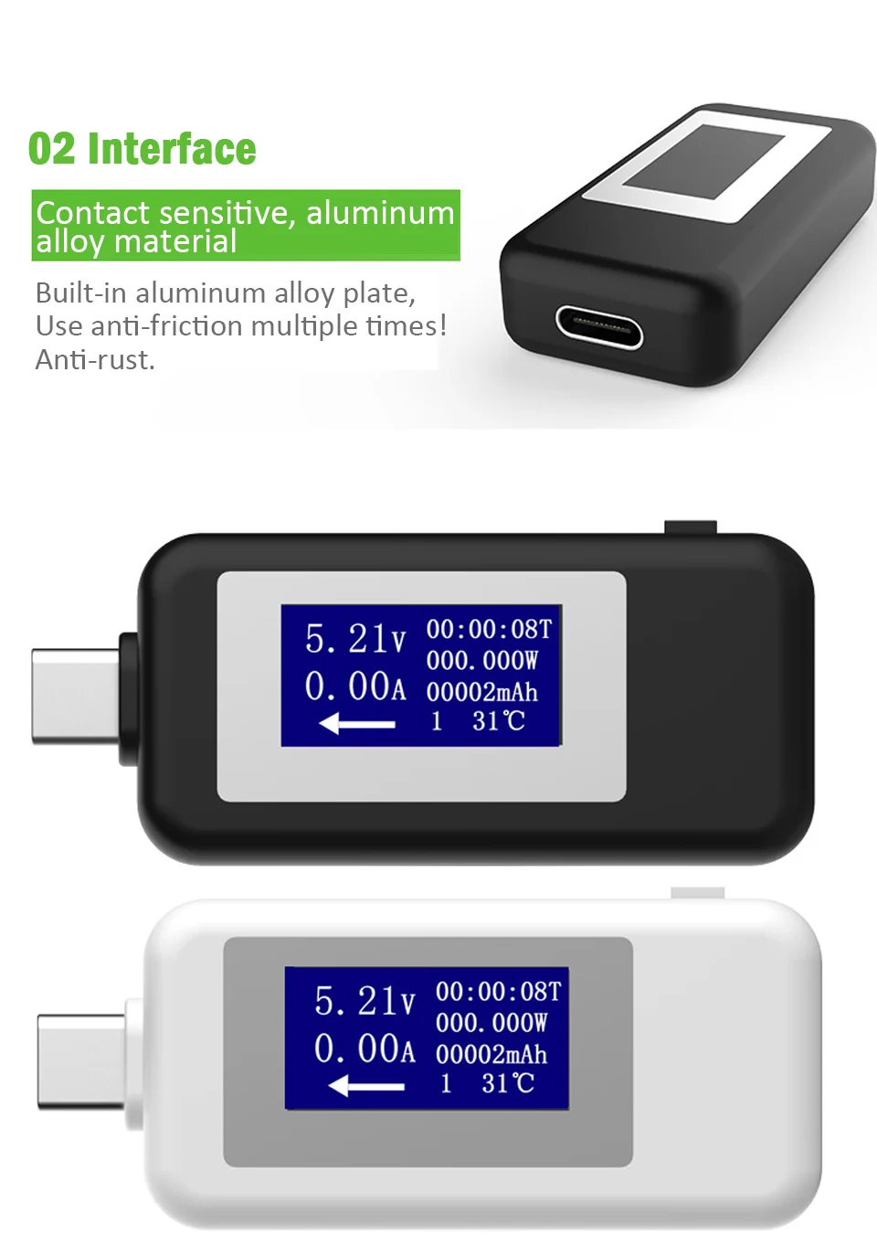 Type-c Tester USB Tester DC Digital Voltmeter Voltage Current Meter Ammeter Detector Power Bank Charger Indicator Voltmeter