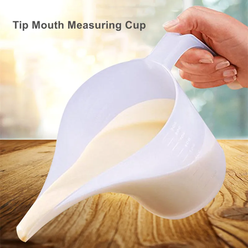 Tip Mouth Plastic Measuring Cup Graduated Surface Cooking Kitchen Bakery Bakeware Liquid Measure Container Baking Tools