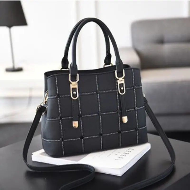 Beste PU Lederen Grote Capaciteit Vrouw Handtas Raster Schoudertas Mode Toevallige Luxe Designer Crossbody Tas Dames PurseBag Mama Tas