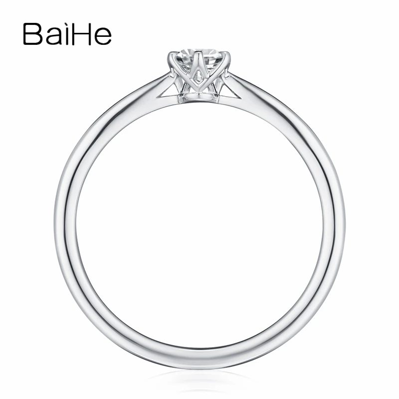 BAIHE Solid 10K белое золото(AU417) Сертифицированный 0.25ct круглый вырез тренд Moissanite свадебные женские ювелирные изделия элегантные Подарочные Кольца