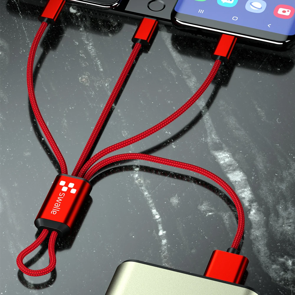 Swalle 3 в 1 USB C кабель брелок короткий Micro usb type C мульти зарядное устройство кабель для Xiaomi huawei iPhone Быстрая зарядка