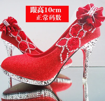 red heels 10cm Обувь на высоком каблуке для девочек-подростков; Танцевальная вечерняя обувь принцессы для девочек; кожаная обувь на каблуке 10 см и 7 см с цветочным рисунком для девочек - Цвет: red heels 10cm