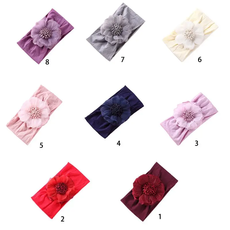 

Newborn Baby Girls Soft Nylon Headbands Infant Princess Floral Elastic Hairband 2020 Hot Sale