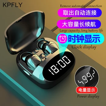 

V5.0 Bluetooth Stereo Earphone Wireless IPX4 Waterproof Earbuds Headset Clock Power Battery LED Display With 600mAh Charge Case