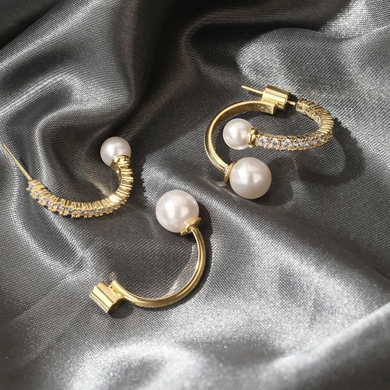 Серьги женские,Двухсторонние круглые серьги-гвоздики с жемчугом s925 Серебряный пирсинг иглы серьги корейский стиль женские серьги ювелирные изделия высокого качества