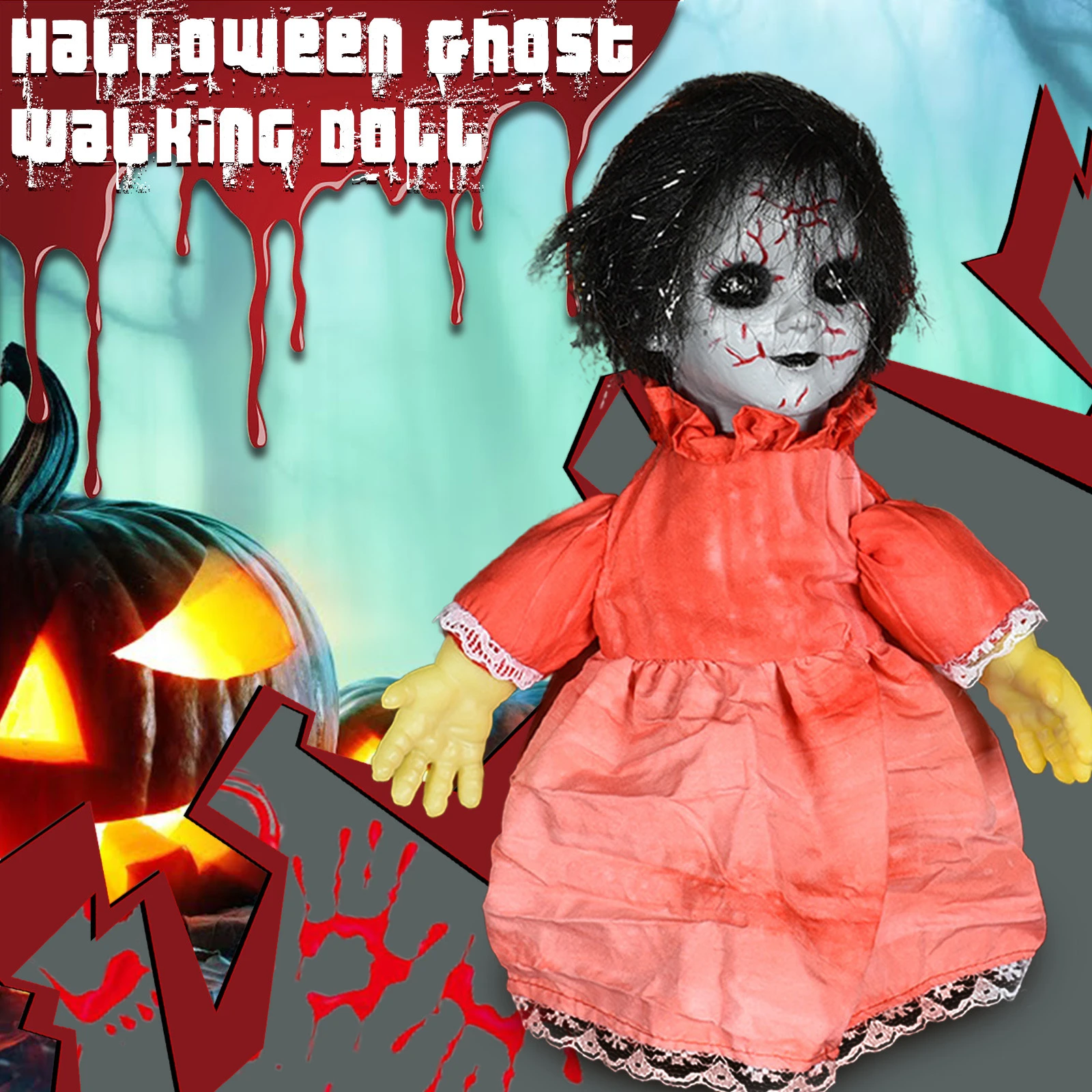 ハロウィーンゴーストドール 電気ウォーキングドール 子供のための遊びの目を持つおもちゃ ハロウィーンのホラーパーティーの装飾 ギフト ジョーク グッズ Aliexpress