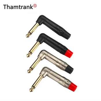 

10pcs Mono Jack 6.35mm Right Angle Male Plug Gold Plated 2 Pole 1/4 Inch 6.3mm Mono Plug Microphone Connector 5Pairs Red+Black