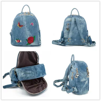 

Women Backpack High Quality Travel Bag Lady Backpack For Teenage Girls Cute Fashion Dropshipping Designer Bags Cowboy Design