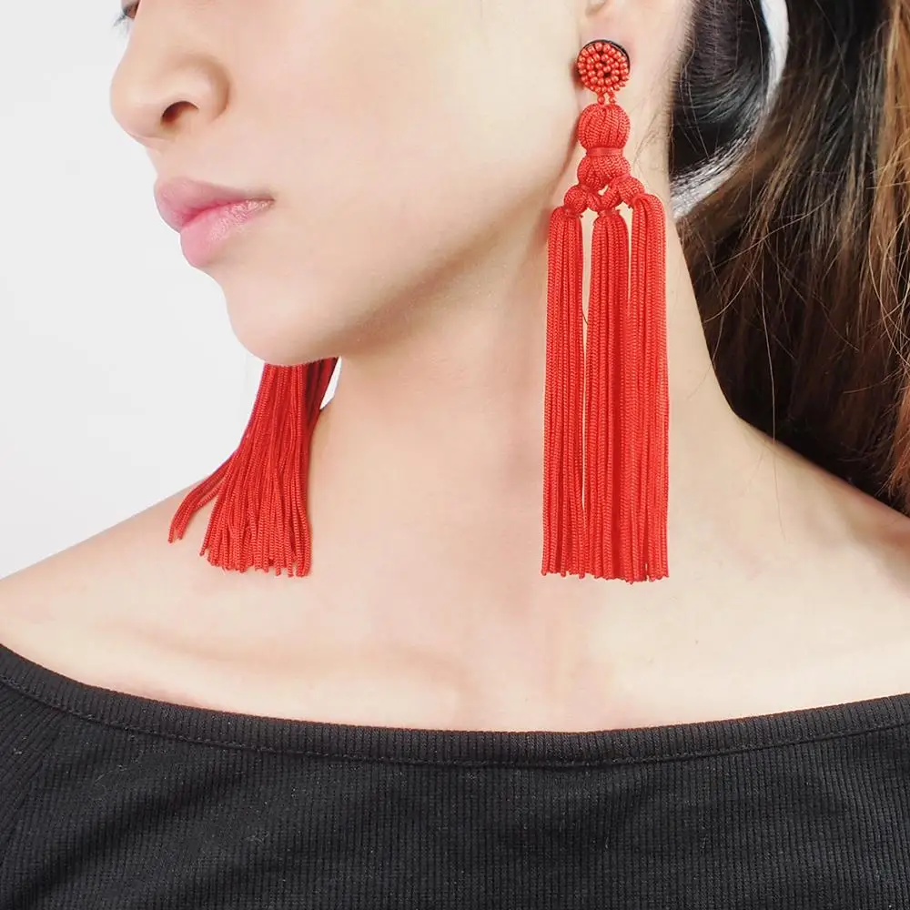 Drop Earrings Multicolor Tassel Earrings For Women Thread Long Dangle Drop Earrings Party Accessoires Handmade UKEN