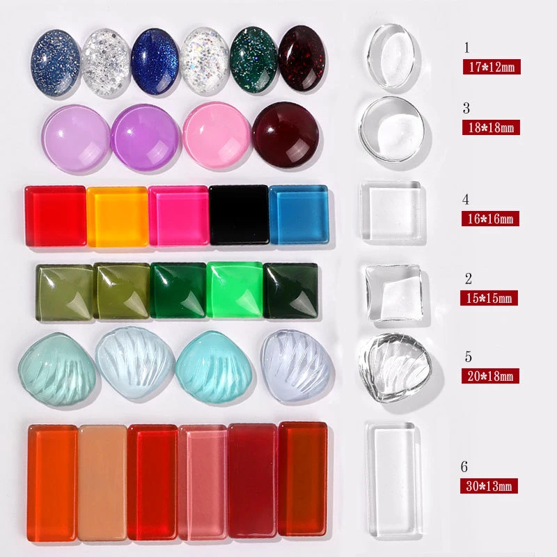 10 Stück transparente Glas-Nagelkarten im japanischen Stil, ovale Gel-Nagellack-Ausstellungsständer für Nagelkunst-Salon-Zubehör – Detail 2