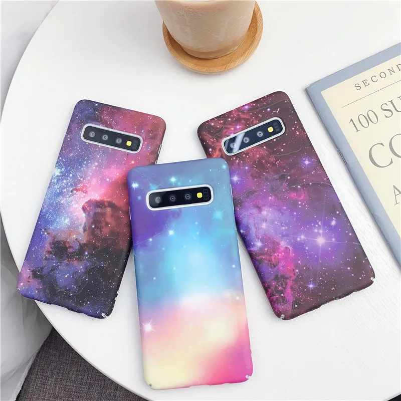

Luminous Starry sky Planet Hard Plastic phone case For Samsung Galaxy S10e S9 Plus S8 Note 8 note 9 J6 2018 A6 A750 phone bags