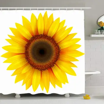 

Shower Curtain Set with Hooks 60x72 Sunflower Flower Summer Organic Round Pretty Floral Isolated Nature Natural Florist Botany