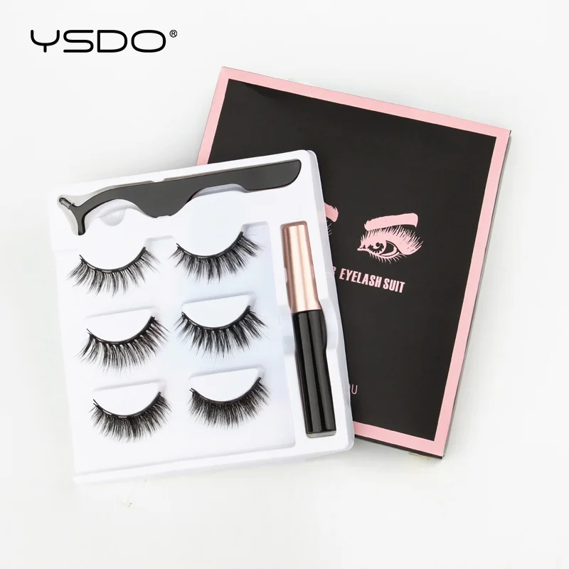 3D Mink Eyelashes Magnetic Eyelashes Makeup Magnetic Lashes Eyeliner Tweezers Set Natural False Lashes Short Faux Cils