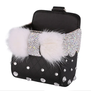 

Phone Storage Box Holder Storage Box Decor Accessory Rhinestones Car Newest
