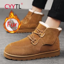 

CYYTL Men's Fashion Suede Fully Fur Lined Boots Ankle Snow Outdoor Keep Warm Shoes Anti Slip Winter Lightweight Casual Booties