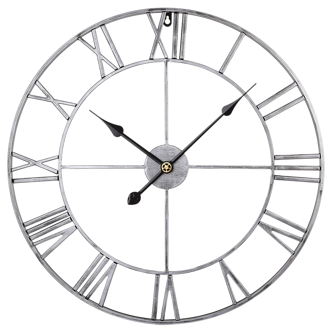 24 Inches 60cm Retro Iron Roman Numerals Mute Wall Clock Battery Operated for Living Room Decoration | Дом и сад