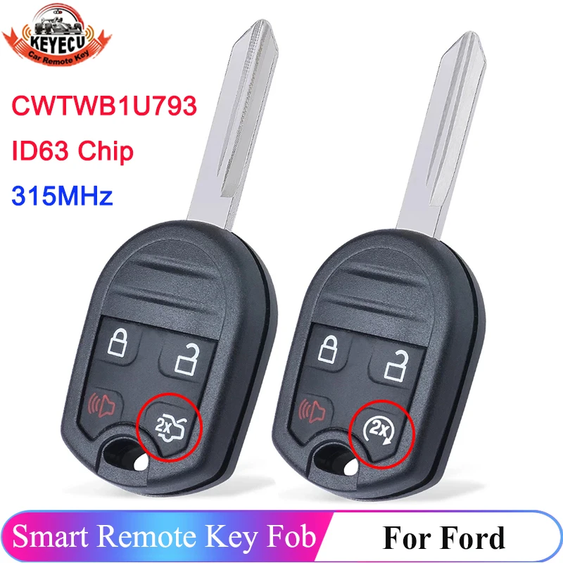 

KEYECU CWTWB1U793 For Ford Edge Escape Expedition Explorer Flex Fusion Mustan Taurus Mazda Tribute Remote Key 433MHz 315MHz ID63