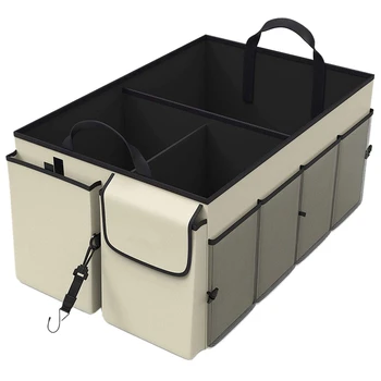 

Vehicle Storage Box Car Trunk Storage Organizer - Collapsible Multi-Compartment - Adjustable Securing Straps