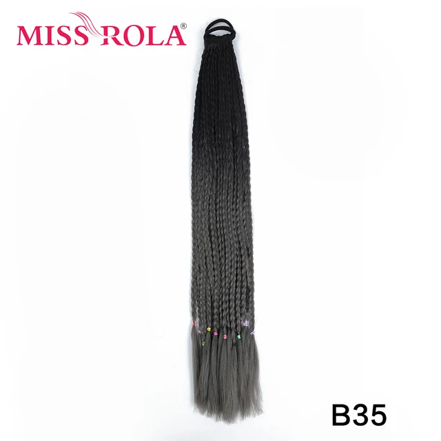 Synthetic Chignon Hair 60cm Hair Color Gradient Dirty Braided Ponytail Women Elastic Hair Rubber Band Hair Accessories Headband B35