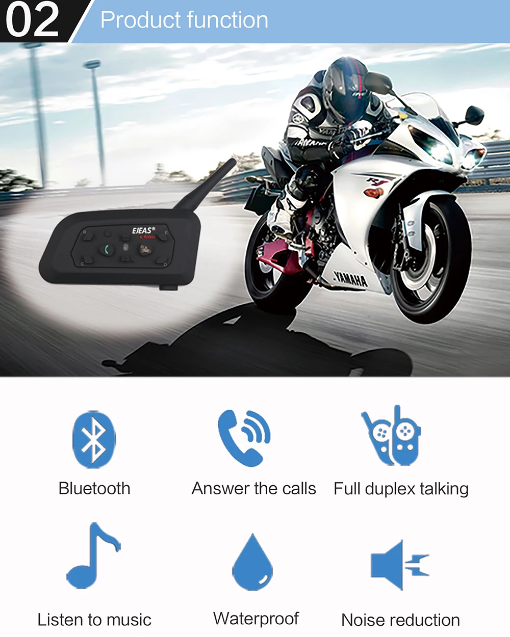 R6 Motorcycle Bluetooth Helmet Headsets Intercom for 6 riders BT Wireless intercomunicador Interphone MP3