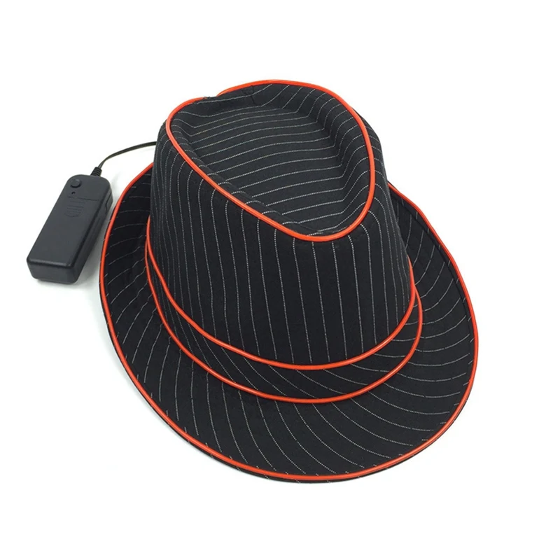 Светящаяся Шляпа Fedora использует EL Wire яркий светодиодный мигающий вспыхивающий джаз шляпа для вечерние концертная сцена шоу Горячая распродажа
